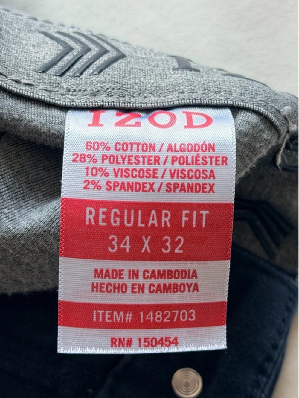 IZOD Men's Navy Stretch Regular Fit Jeans 34x32 Cotton Blend Dark Blue - Picture 5 of 5
